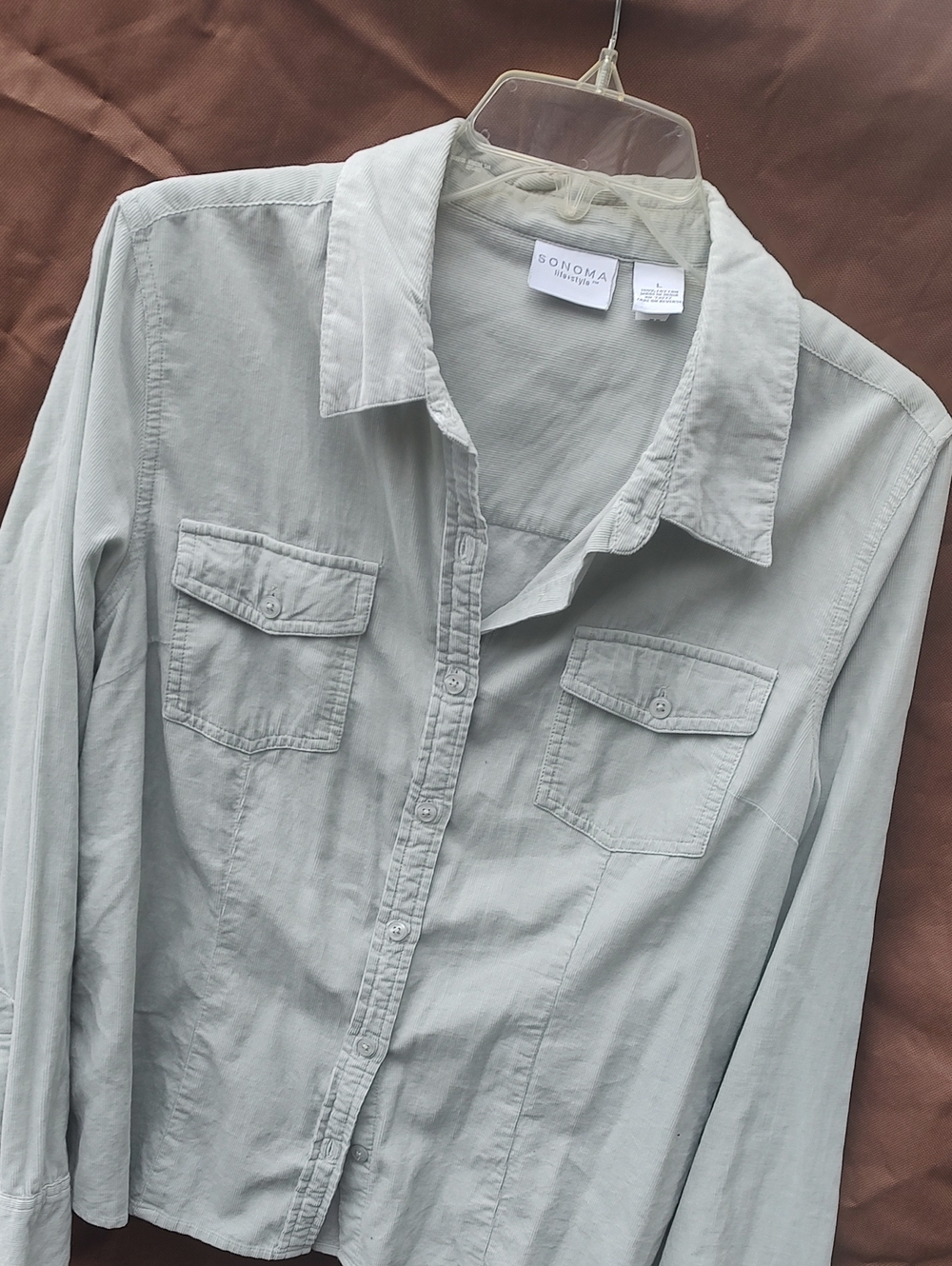 Sonoma light gray button-down utility shirt with chest pockets - Picture 4 of 6